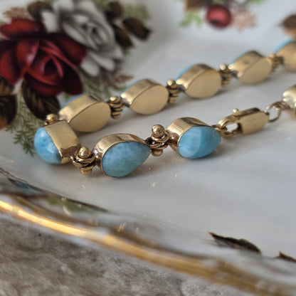 Vintage 14k gouden armband larimar