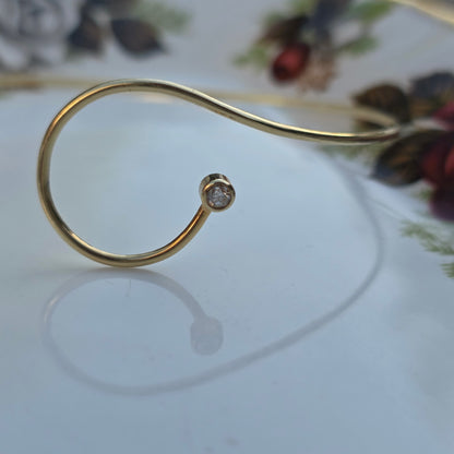 Vintage 14k gouden bangle armband met diamant