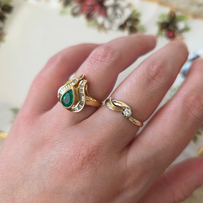 Vintage 14k gouden ring diamant 0.1ct