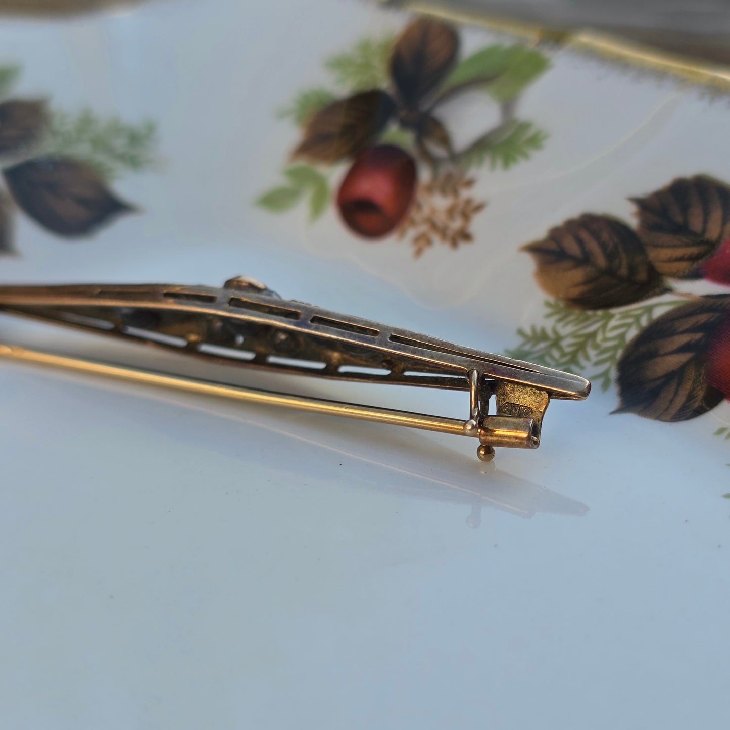 Antieke 14k gouden roosdiamant broche vroege Art Deco