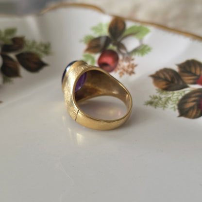 Vintage 14k gouden zegel ring met amethist