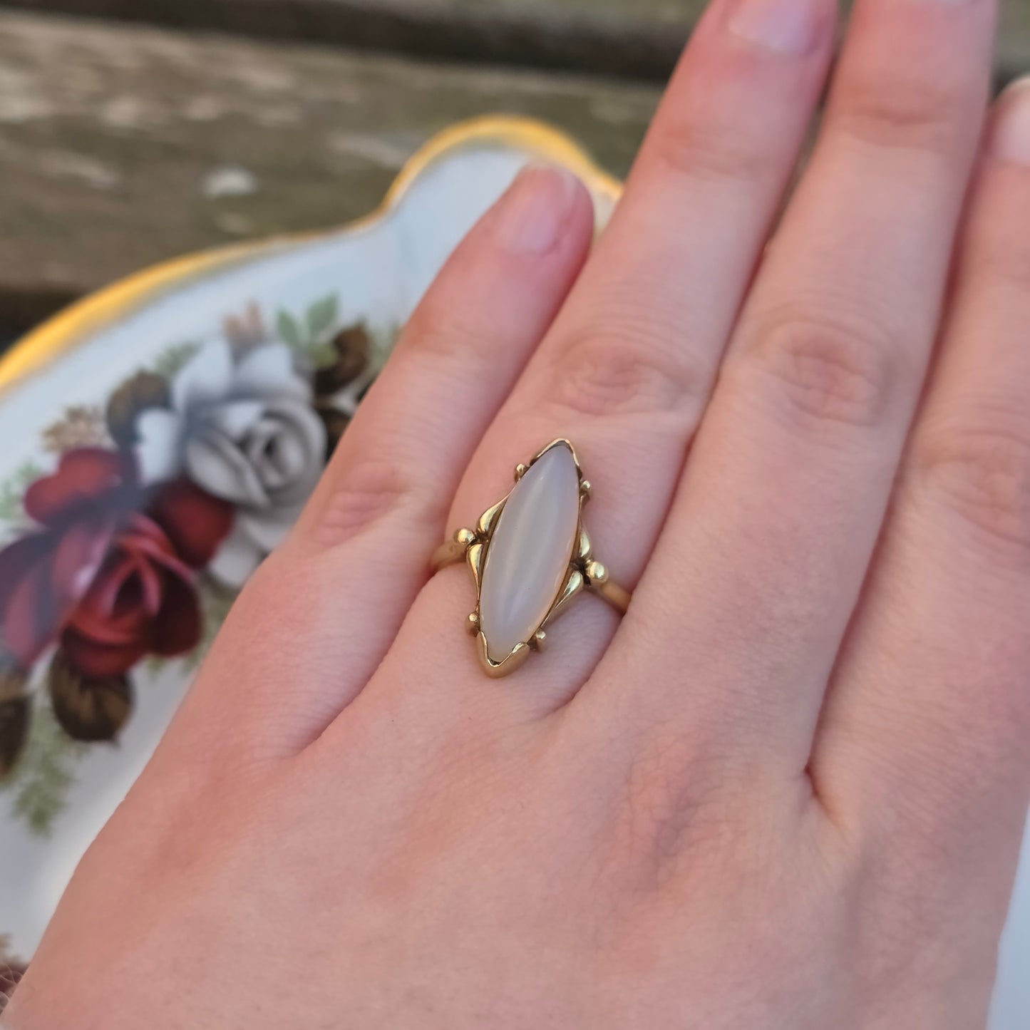 Vintage 14k gouden ring maansteen