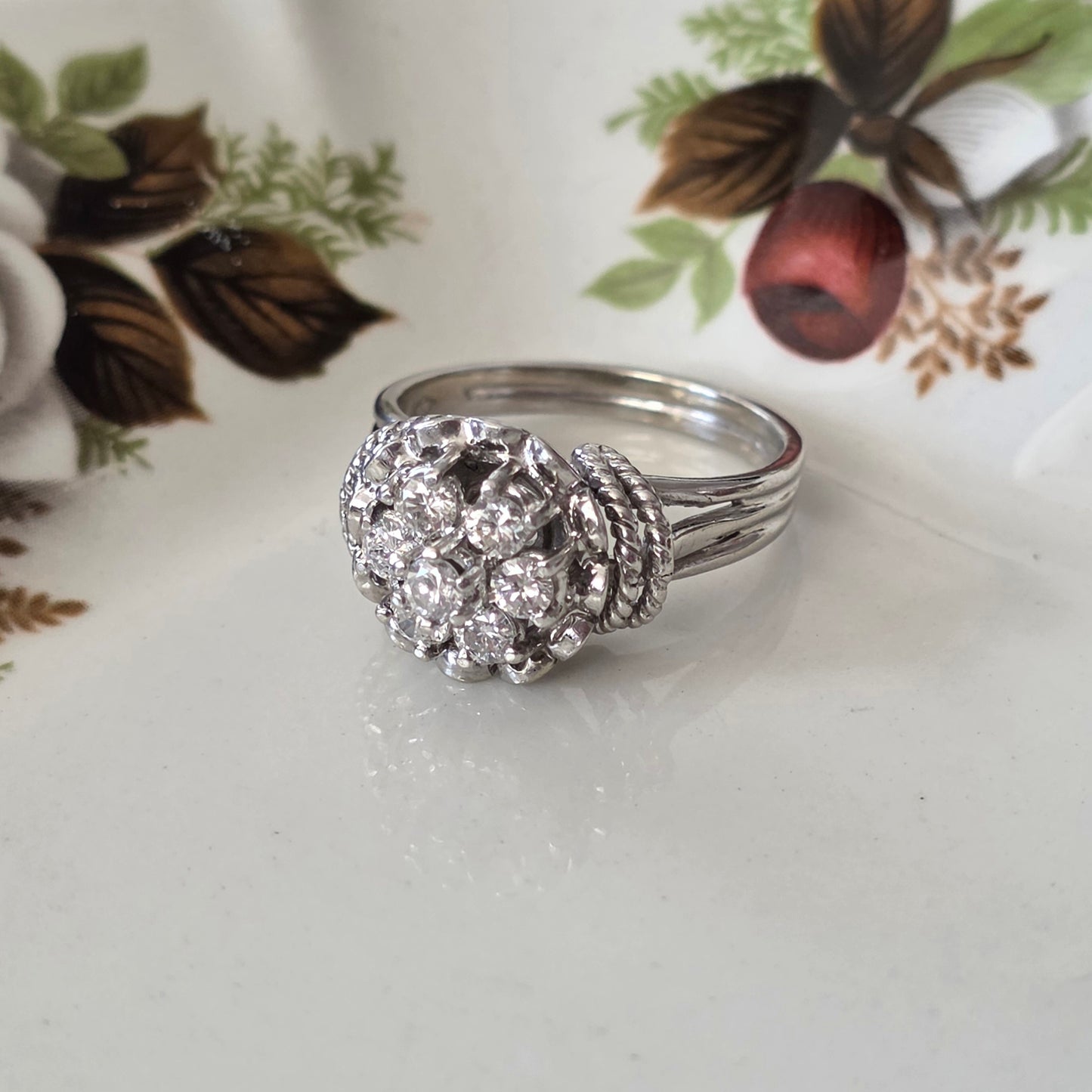 Vintage 18k witgouden ring met diamanten 0.56ct