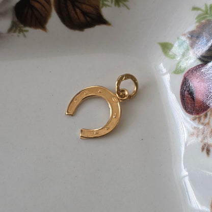 Vintage 18k gouden hanger lucky hoefijzer