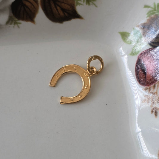 Vintage 18k gouden hanger lucky hoefijzer