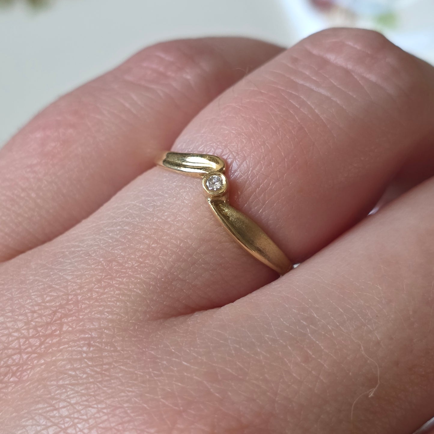 Vintage 14k gouden ring diamant 0.02ct