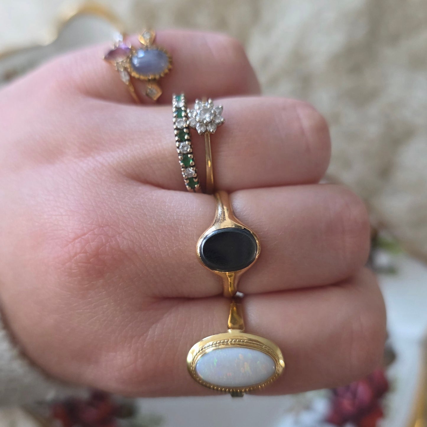 Vintage 18k gouden zegelring hematiet