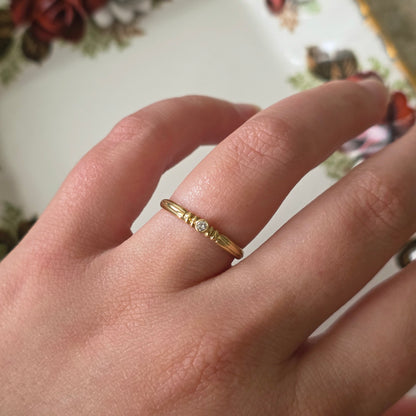 Vintage 14k gouden solitair ring diamant 0.01ct