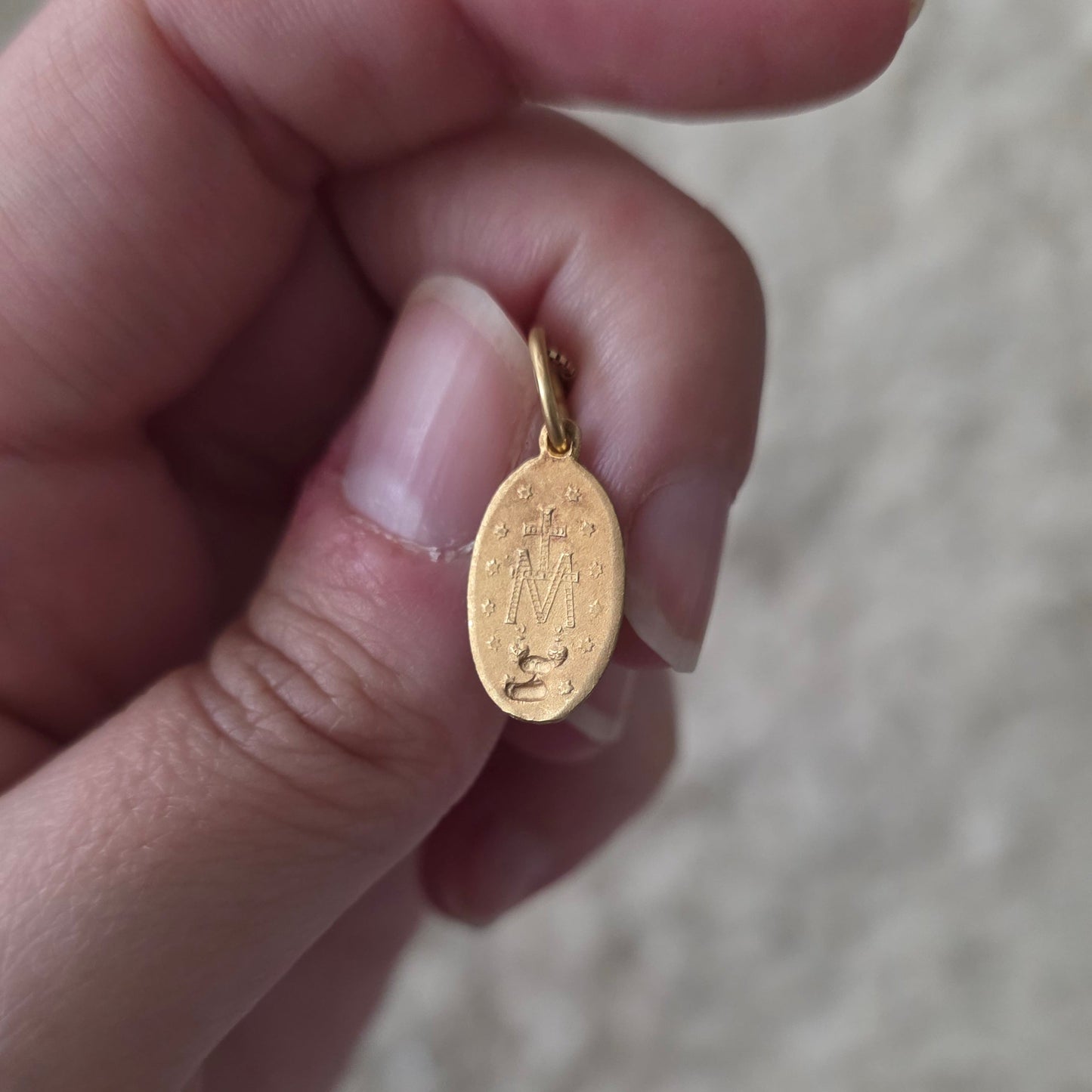 Antieke 18k gouden hanger Maria wonderbaarlijke medaille