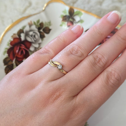 Vintage 14k gouden ring diamant 0.1ct