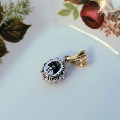 Vintage 14k gouden hanger diamant en saffier
