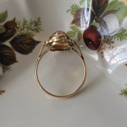 Vintage 14k gouden ring met mosagaat