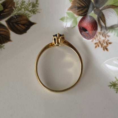 Vintage 14k gouden ring solitair saffier