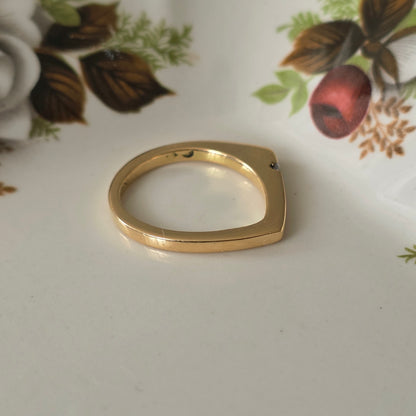 Vintage 14k gouden ring met diamant druppel 0.04ct