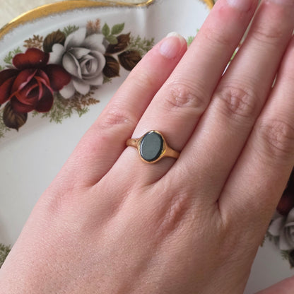 Vintage 18k gouden zegelring hematiet