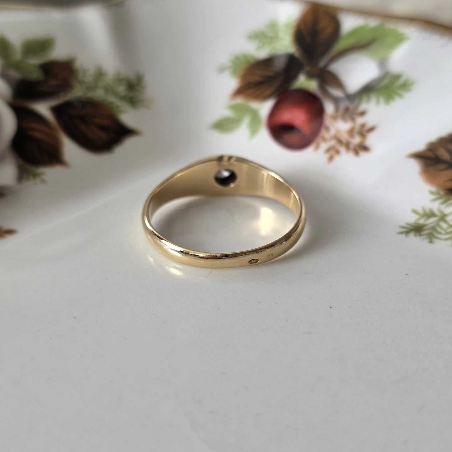 Vintage 14k gouden gypsy ring old european cut diamant 0.1ct