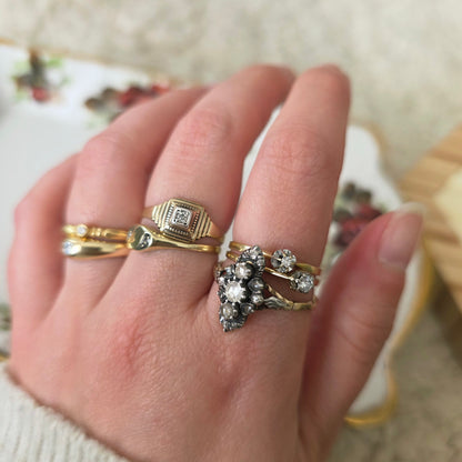 Vintage 14k gouden Art Deco ring diamant 0.03ct