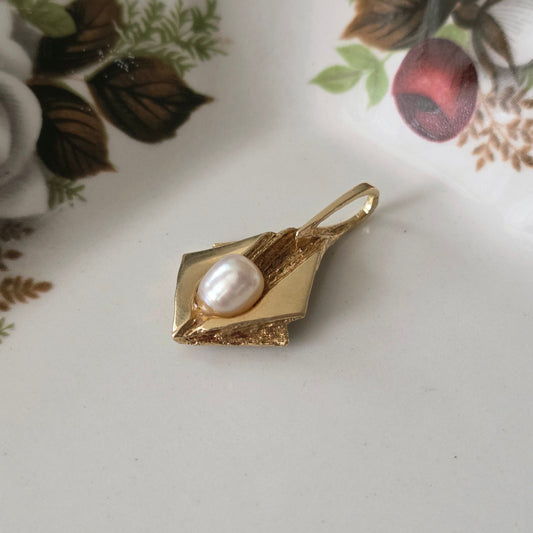 Vintage 14k gouden hanger parel