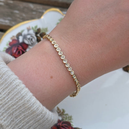 Vintage 14k geel gouden diamant tennisarmband 1ct
