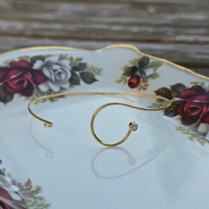 Vintage 14k gouden bangle armband met diamant