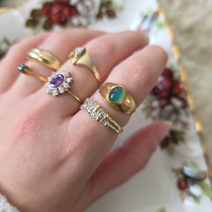 Vintage 18k gouden ring groene chrysopraas