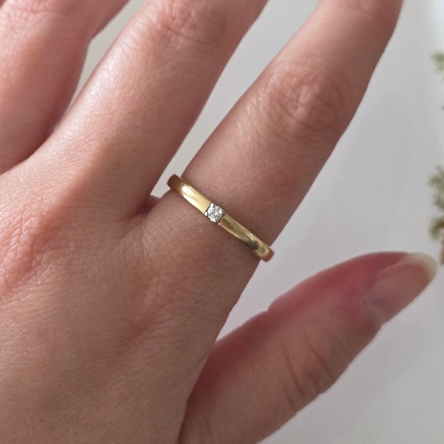 Vintage 14k gold solitair wedding ring diamond 0.05ct