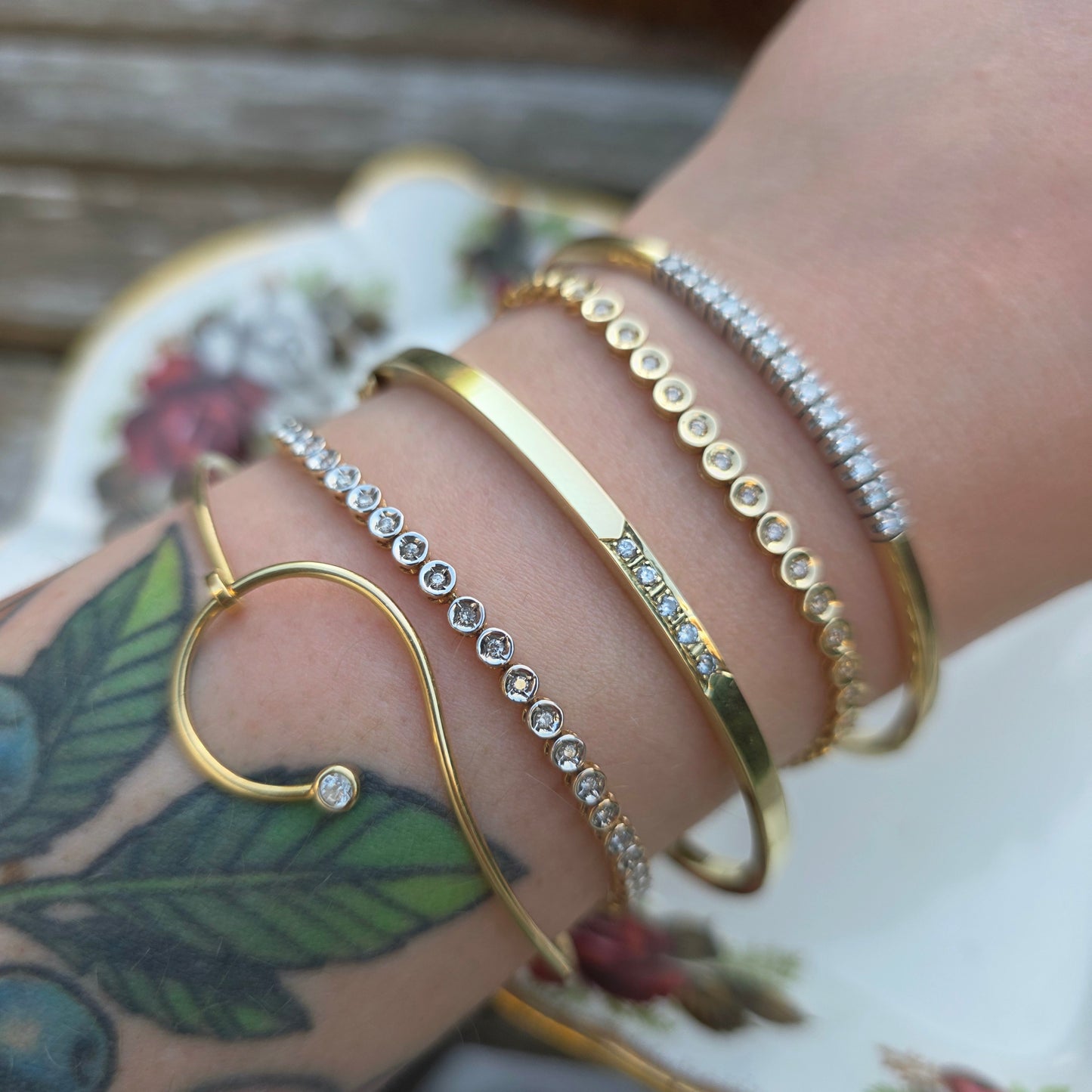 Vintage 14k geel gouden diamant tennisarmband 1ct