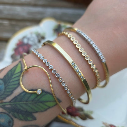 Vintage 14k geel gouden diamant tennisarmband 1ct