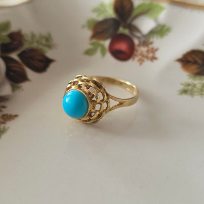 Vintage 14k ring met imitatie turquoise