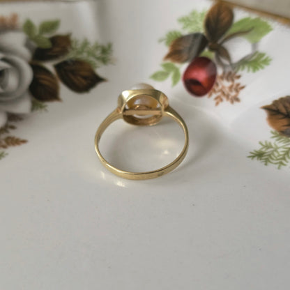 Vintage 14k gouden ring met parel