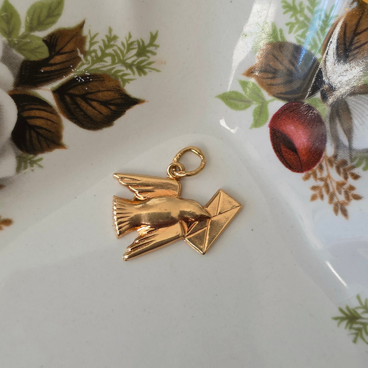 Vintage 18k gouden hanger postduif