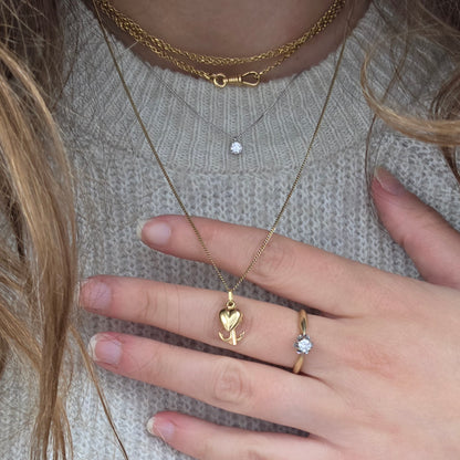 Vintage 14k gouden verlovingsring solitair diamant 0.215ct