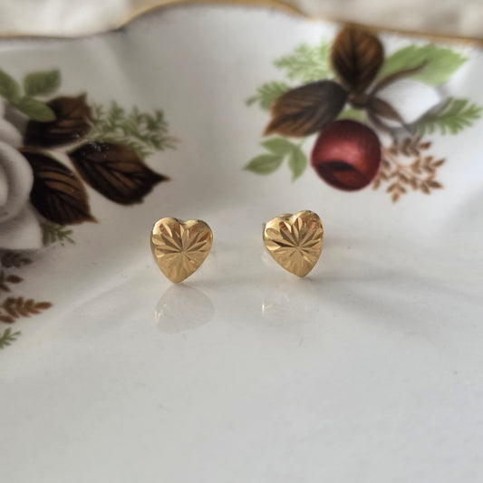 Vintage 18k gouden oorstekers sparkle hart