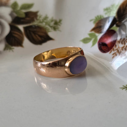 Vintage 18k gouden ring chalcedoon