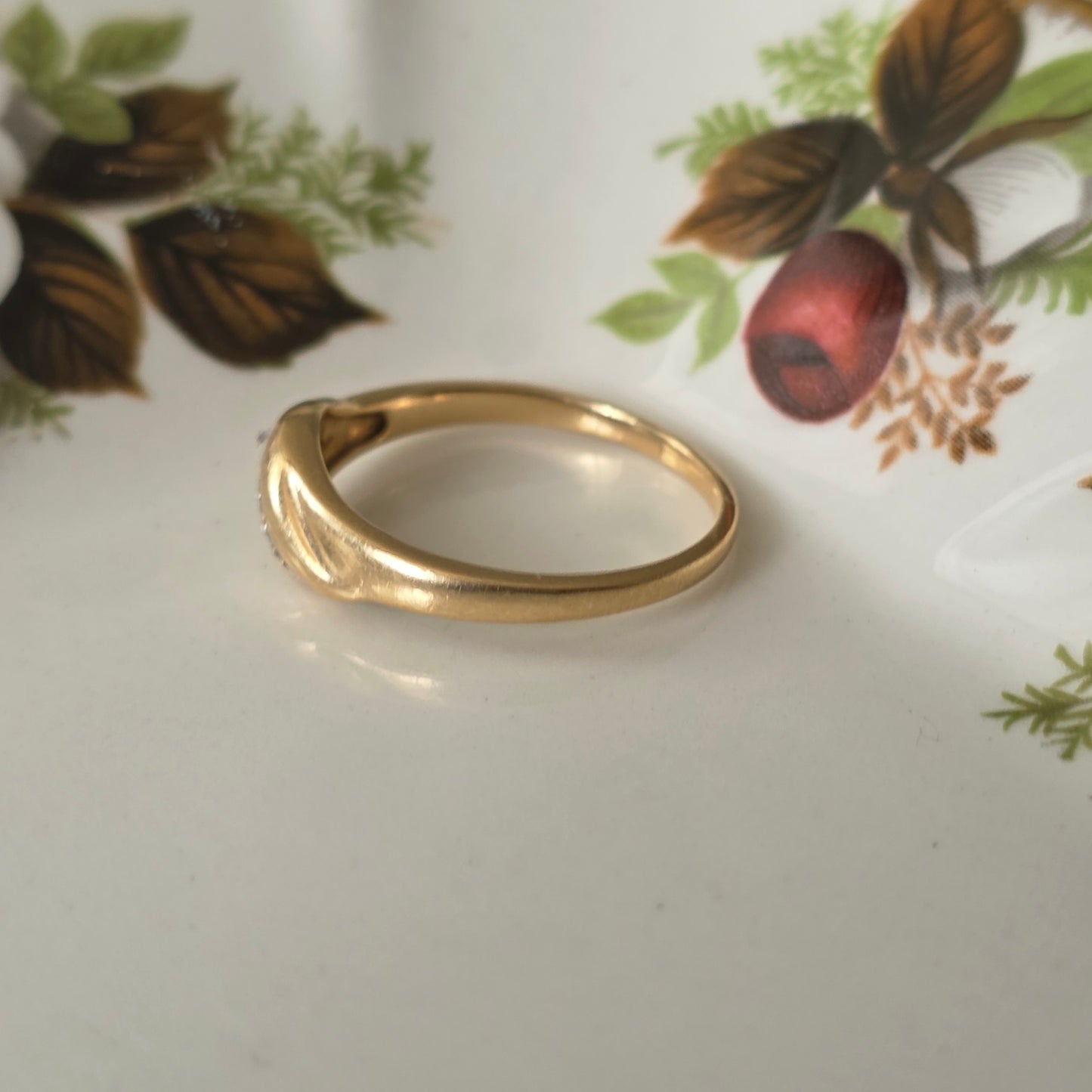 Vintage 14k gouden ring met diamantjes