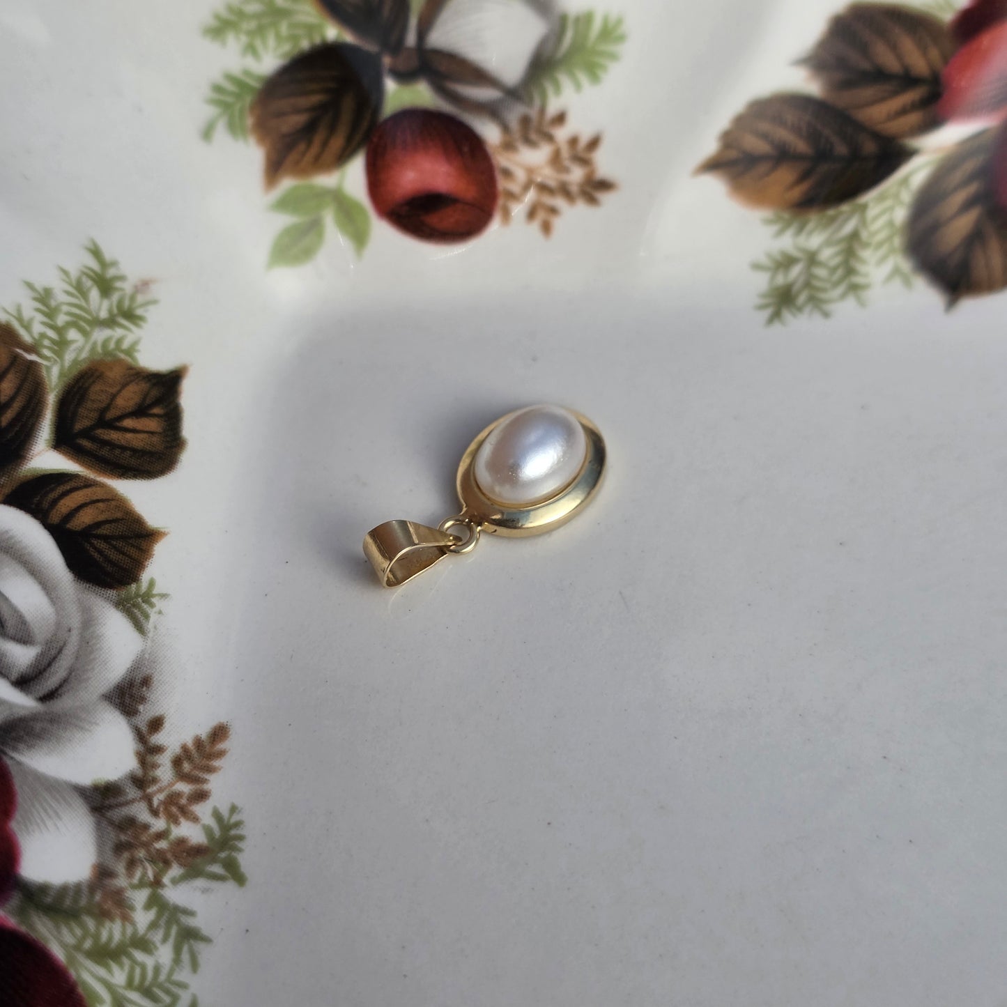 Vintage 14k gouden hanger parel cultive