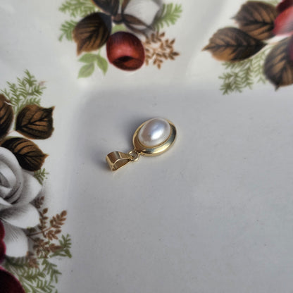 Vintage 14k gouden hanger parel cultive