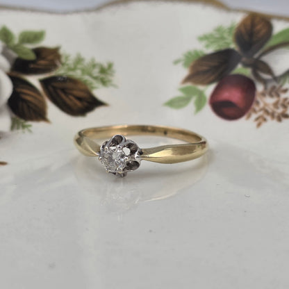 Vintage 14k gouden verlovingsring solitair diamant 0.215ct