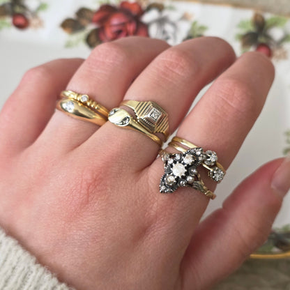 Vintage 14k gouden Art Deco ring diamant 0.03ct