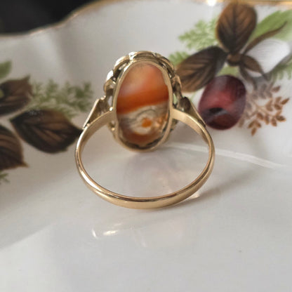 Vintage 14k gouden ring met mosagaat