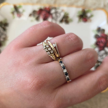 Vintage 14k gouden ring met saffier en diamant 0.12ct