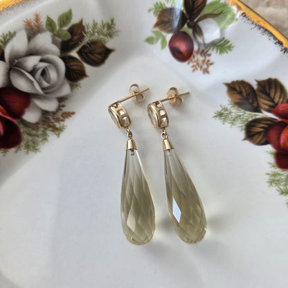Vintage 14k gouden oorhangers citrien