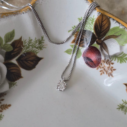Vintage 18k witgouden ketting met diamant solitair 0.2ct