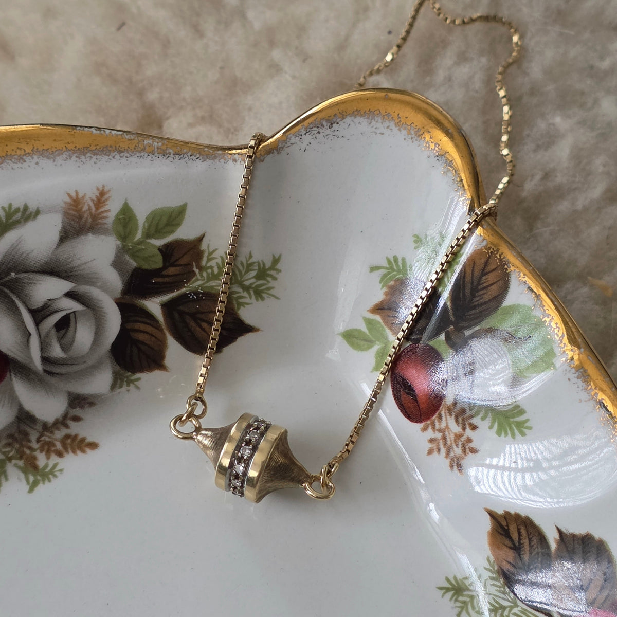 Vintage 14k gouden ketting met diamanten