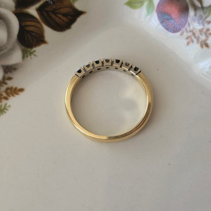 Vintage 14k gouden ring met saffier en diamant 0.12ct