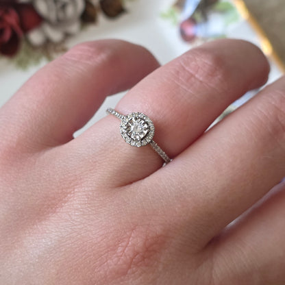 Vintage 9k verlovingsring diamant eternity halo