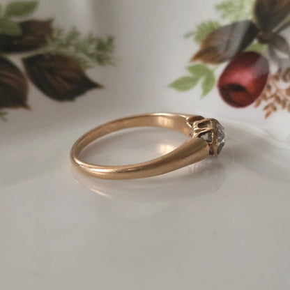 Antieke 14k roségouden ring met roosdiamant