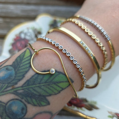 Vintage 14k gouden bangle armband met diamant
