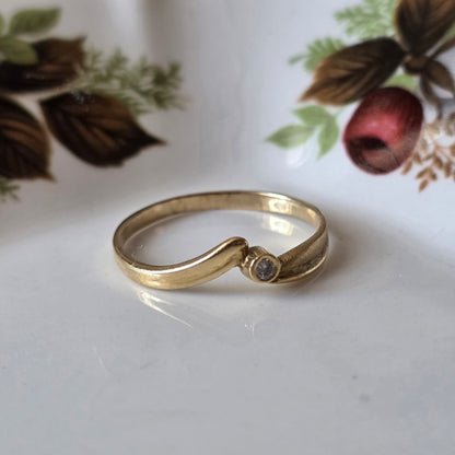Vintage 14k gouden ring diamant 0.02ct