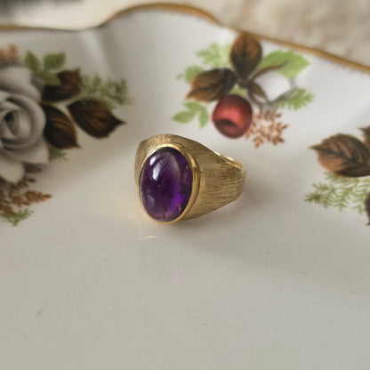 Vintage 14k gouden zegel ring met amethist